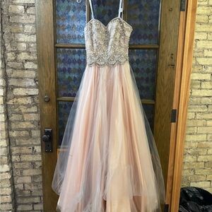 Camille La Vie Peach Satin Lined Dress